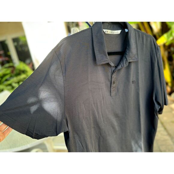 Travis Mathew Dark Grey Tiny Stripe Pima Cotton Blend Golf Polo Shirt Size XL - Picture 3 of 4